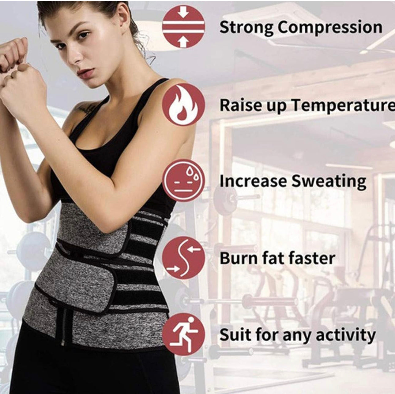 Moneyspeaks Workout Waist Trainer for Women & Man -Tummy Control Slimming Body Shaper Belt Sauna Sweat Corset Cincher Zipper