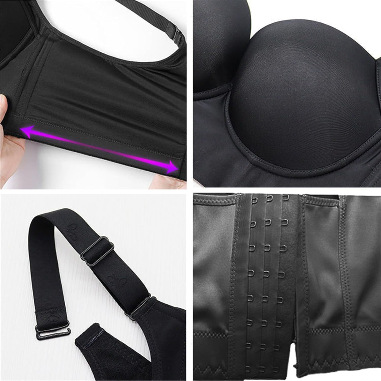 Moneyspeaks full back coverage bars for women, fashion deep cup hide back fat.