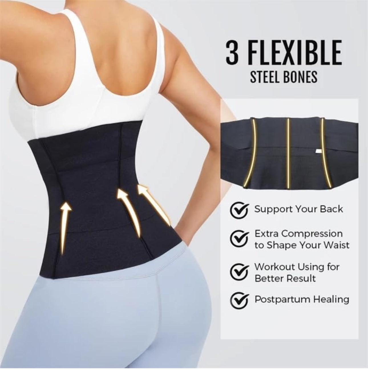 Moneyspeaks Waist Trainer for Women Lower Belly Fat Hourglass Body Shaper Waist Cincher Shapewear with Steel Bones Extender