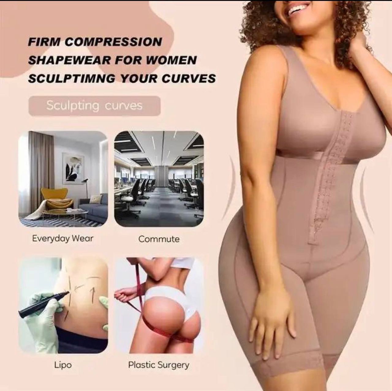 Moneyspeaks Shapewear for Women Tummy Control Fajas Colombianas Post Surgery Compression Garment Butt Lifter Body Shaper