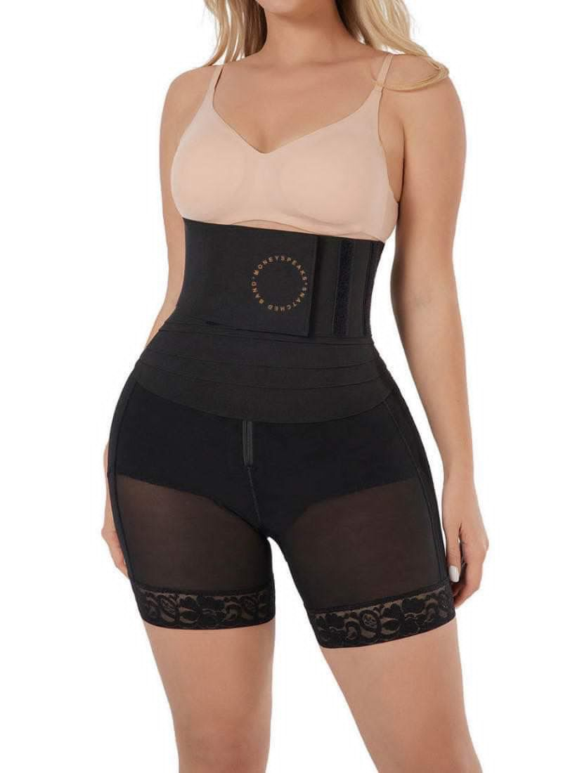 Moneyspeaks 2in1 Shapewear for Women Tummy Control Faja Butt Lifter Body Shaper Thigh Slimmer Shorts with Removable Waist Wrap