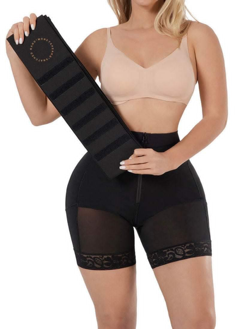 Moneyspeaks 2in1 Shapewear for Women Tummy Control Faja Butt Lifter Body Shaper Thigh Slimmer Shorts with Removable Waist Wrap