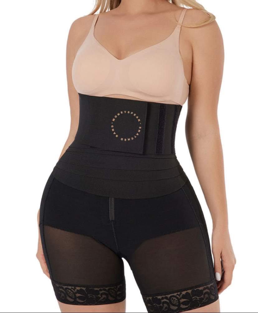 Moneyspeaks 2in1 Shapewear for Women Tummy Control Faja Butt Lifter Body Shaper Thigh Slimmer Shorts with Removable Waist Wrap